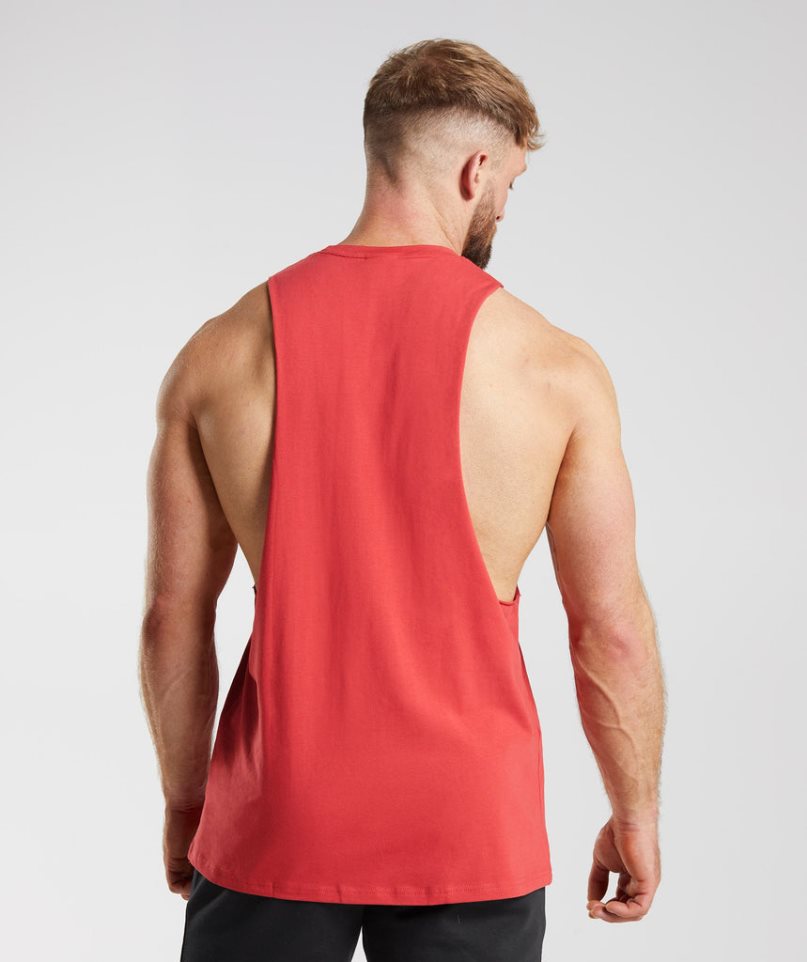 Men's Gymshark Legacy Drop Arm Tanks Red | CA 813576